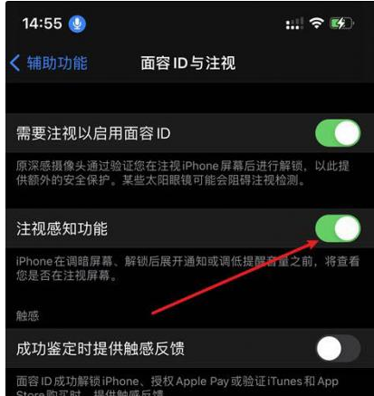 吊罗山乡苹果14维修网点分享iPhone14注视感知功能有什么用 